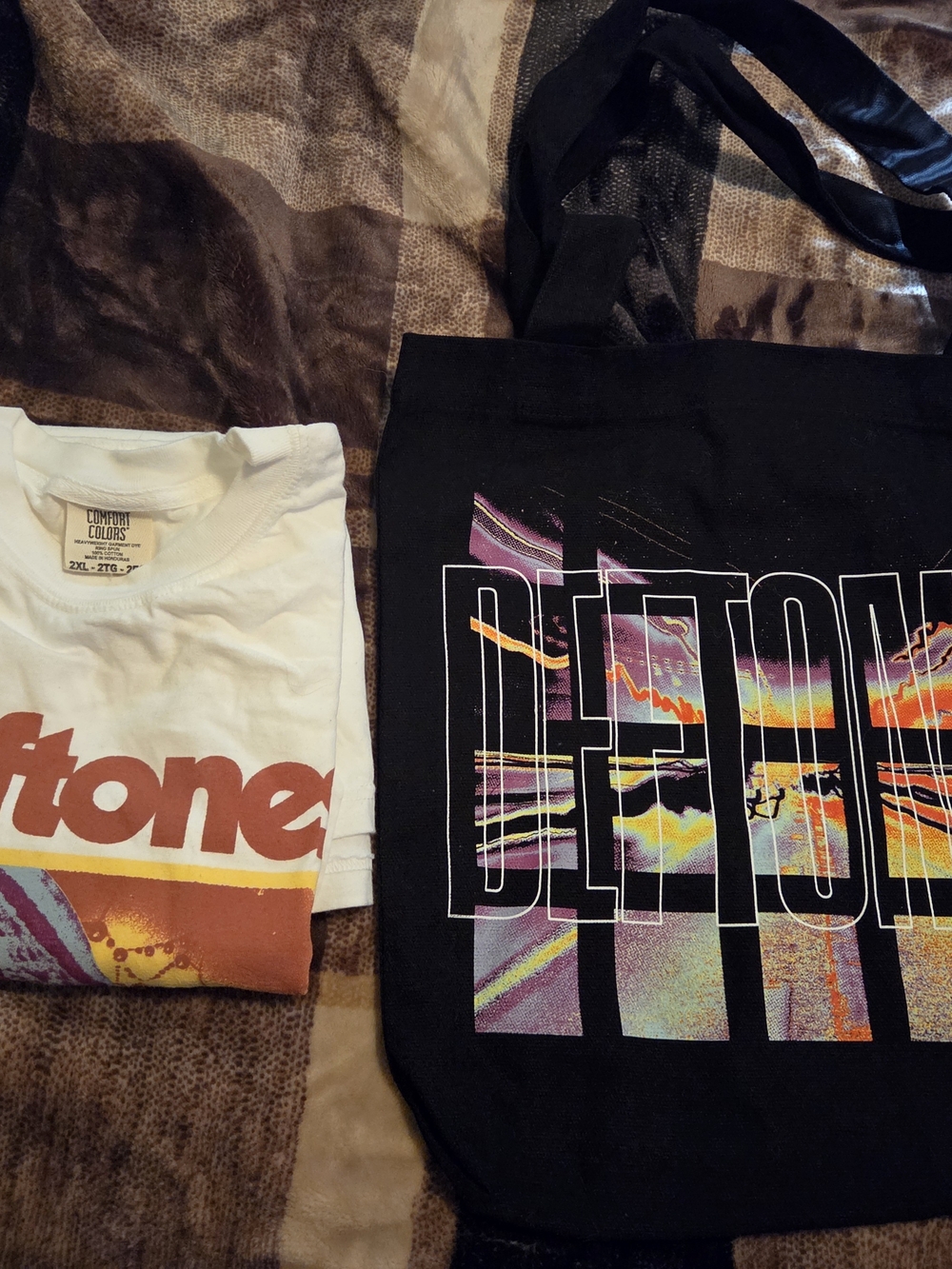 Deftones Graphic Tote & Shirt Bag in Black with Multicolor Print And Deftones